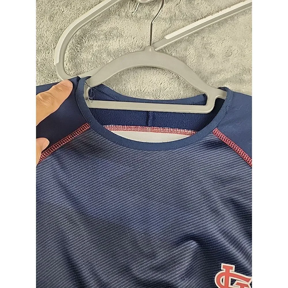 St‎ Louis Cardinals Mens XL Blue Pullover Majestic Therma-Base MLB Flaw